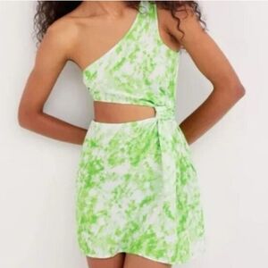 For Love And Lemons Green Tie Dye Mini Dress